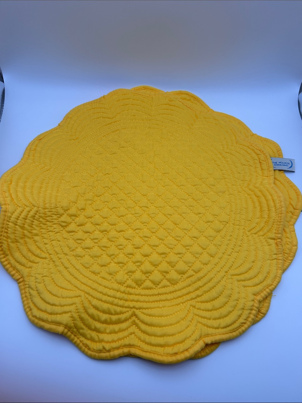 Rachel Ashwell "The Prairie" 2 Placemats Round Mustard Yellow Good Condition